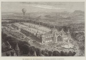 Het gebouw voor de internationale industriële tentoonstelling in Edinburgh door English School