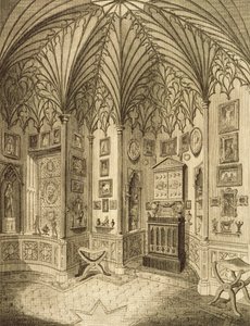 Het kabinet, gegraveerd door T. Morris, uit Beschrijving van Strawberry Hill door Horace Walton, 1784 door English School