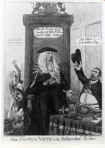 De beslissende stem, of de onafhankelijke spreker, satirische cartoon met toenmalig premier Henry Addington, 1805 door English School