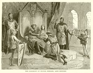 De ceremonie van feodale eerbetoon, 12e eeuw door English School