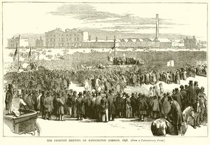 De Chartist Meeting op Kennington Common, 1848 door English School