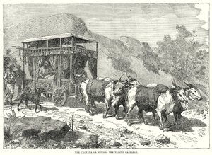 De Chopaya of Hindoe reiswagen (gravure) door English School