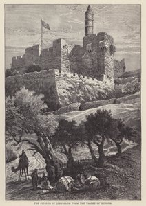 De Citadel van Jeruzalem vanuit de Vallei van Hinnom (gravure) door English School