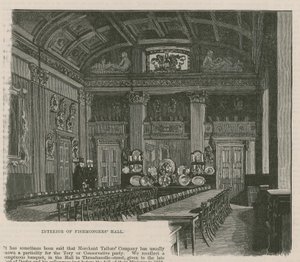 De stadsgilden: De Fishmongers Company: Interieur van de Fishmongers Hall door English School