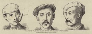 De Burgeroorlog in Spanje, Typen van Carlistische Opstandelingen (gravure)