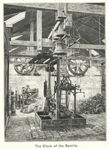 De klok van de Bastille (gravure) door English School