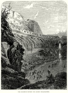 Het Colosseum voor de recente opgravingen (gravure)