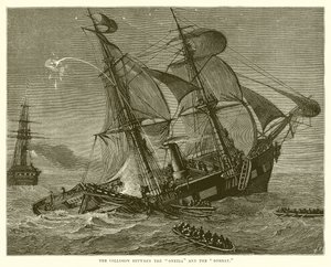 De botsing tussen de Oneida en de Bombay door English School