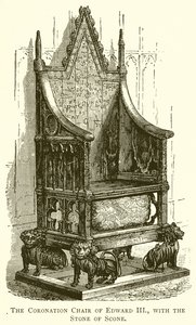 De kroningsstoel van Edward III, met de Steen van Scone