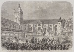 De Kroning van de Koning en Koningin van Pruisen, de Processie van de Kasteelkerk, Koningsberg, na de Kroning