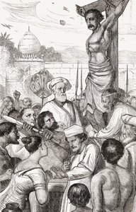 De Kruisiging van een Karen Martelaar uit Birma, ca. 1865 door English School