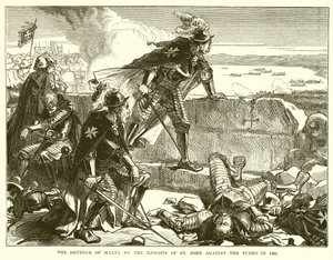 De verdediging van Malta door de ridders van Sint-Jan tegen de Turken in 1565 door English School