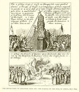 De Vernietiging van Cheapside Cross en het Verbranden van het Boek der Sporten, mei 1643 door English School