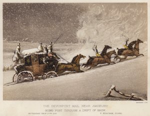 De Devonport-post, nabij Amsbury, door een sneeuwdrift door English School