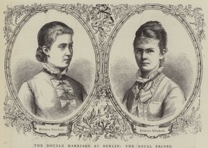 Het dubbele huwelijk in Berlijn, de koninklijke bruiden (gravure) door English School