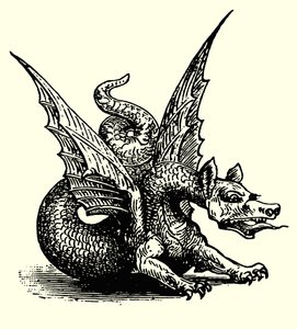 De draak van de fabel (gravure) door English School