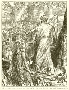 De Druïden zetten de Britten aan om de Landing van de Romeinen te Weerstaan, B.C. 55 door English School