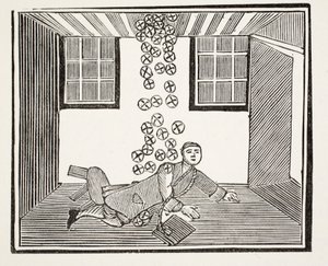 De erfenis van de dronkaard, illustratie uit Chap-books of the Eighteenth Century door John Ashton, uitgegeven 1882 door English School