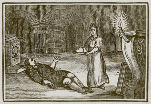 De dronken echtgenoot (gravure) door English School