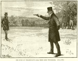 Het duel van de hertog van Wellington met Lord Winchilsea door English School