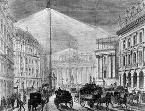 Het elektrische licht in het Mansion House, uit The Illustrated London News 1881 door English School