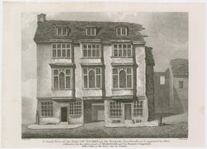 The Falcon Tavern aan de Bankside, Southwark. Zoals het verscheen in 1805