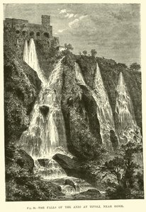 De watervallen van de Anio bij Tivoli, nabij Rome door English School