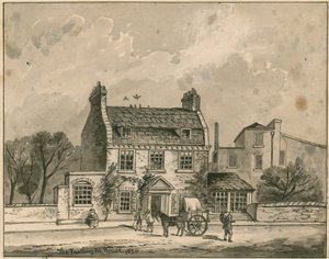 The Farthing Pie House, Londen, originele tekening gedateerd 1820