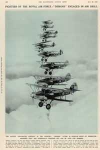 Het snelste tweezitsvliegtuig in het land: Demons vliegen in echelon formatie, uit The Illustrated London News Royal Naval and Military Number, 20 juli 1935 door English School