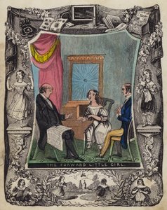 Het Vooruitstrevende Meisje (gekleurde gravure)