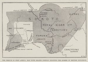 De Fransen in West-Afrika, Kaart met Gearceerd Deel dat de Invloedssfeer van Groot-Brittannië Aangeeft
