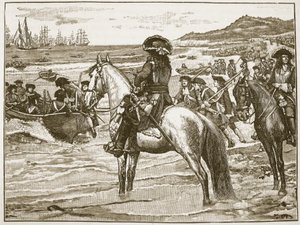 De Fransen trekken zich terug uit Torbay, illustratie uit Cassells Illustrated History of England door English School
