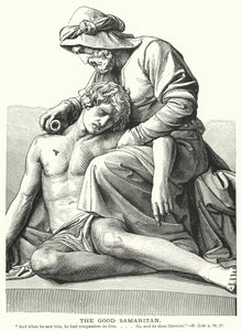 De barmhartige Samaritaan (gravure) door English School