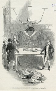 De Grote Nederlandse Evenwichtskunstenaars Fles Stunt bij Astleys, illustratie uit de Illustrated London News, 1846 door English School