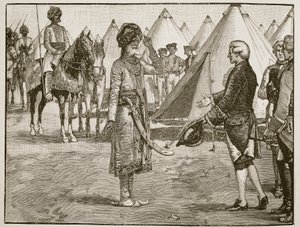 De Grote Mogol betreedt het Engelse kamp, 1765, illustratie uit Cassells Illustrated History of England door English School