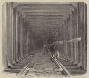 The Great Victoria Bridge, View of the Interior as it Stands Completed (gravure) door English School