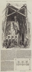 Het Grote Wellington Standbeeld (gravure) door English School