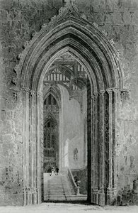 De Grote Westelijke Hal die leidt naar de Grote Salon, of Octagon, Fonthill Abbey, 1824 door English School