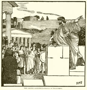 De Griekse Vergadering.--Redevoering van Demosthenes door English School