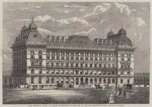 Het Grosvenor Hotel, in aanbouw op de locatie van het oude Grosvenor Basin, Belgravia door English School