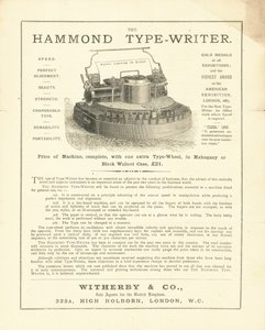 De Hammond Typemachine van Wetherby & Co, High Holborn, Londen door English School