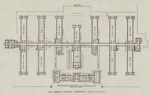 Het Herbert Ziekenhuis, Woolwich, Plattegrond van de Begane Grond (gravure)