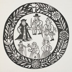 De geschiedenis van Adam Bell, Clim of the Clough en William of Cloudeslie, illustratie uit Chap-books van de achttiende eeuw door John Ashton, uitgegeven 1882 door English School