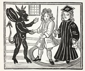 De Geschiedenis van Dr. John Faustus, illustratie uit Chap-books of the Eighteenth Century door John Ashton, gepubliceerd 1882 door English School