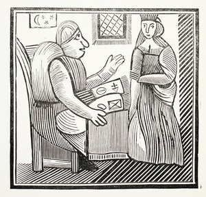 De Geschiedenis van Moeder Bunch van het Westen, illustratie uit Chap-books of the Eighteenth Century door John Ashton, gepubliceerd 1882 door English School
