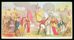 De heilige oorlog - Een visioen, satirische cartoon van de strijd voor katholieke emancipatie in Ierland, 1826