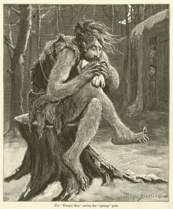 De "Hongerige Man" die het "verende" varkensvlees eet (gravure)