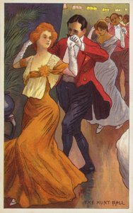 Het Jachtbal (kleurenlitho) door English School