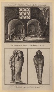 De binnenkant van een Egyptisch graf, Egyptische mummies (gravure)