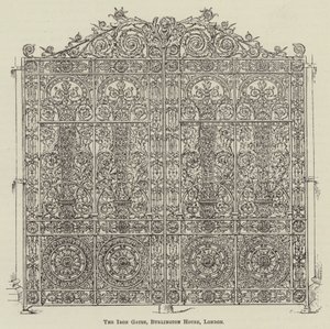 De ijzeren poorten, Burlington House, Londen (gravure)